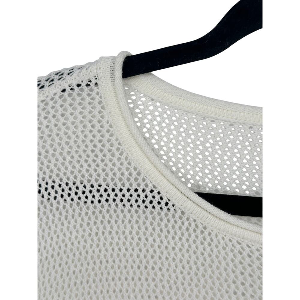 Pendleton Color Block Sweater Open Knit Pink Whit… - image 6